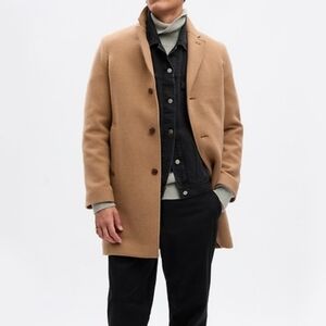 Topman Camel Wool Blend Overcoat